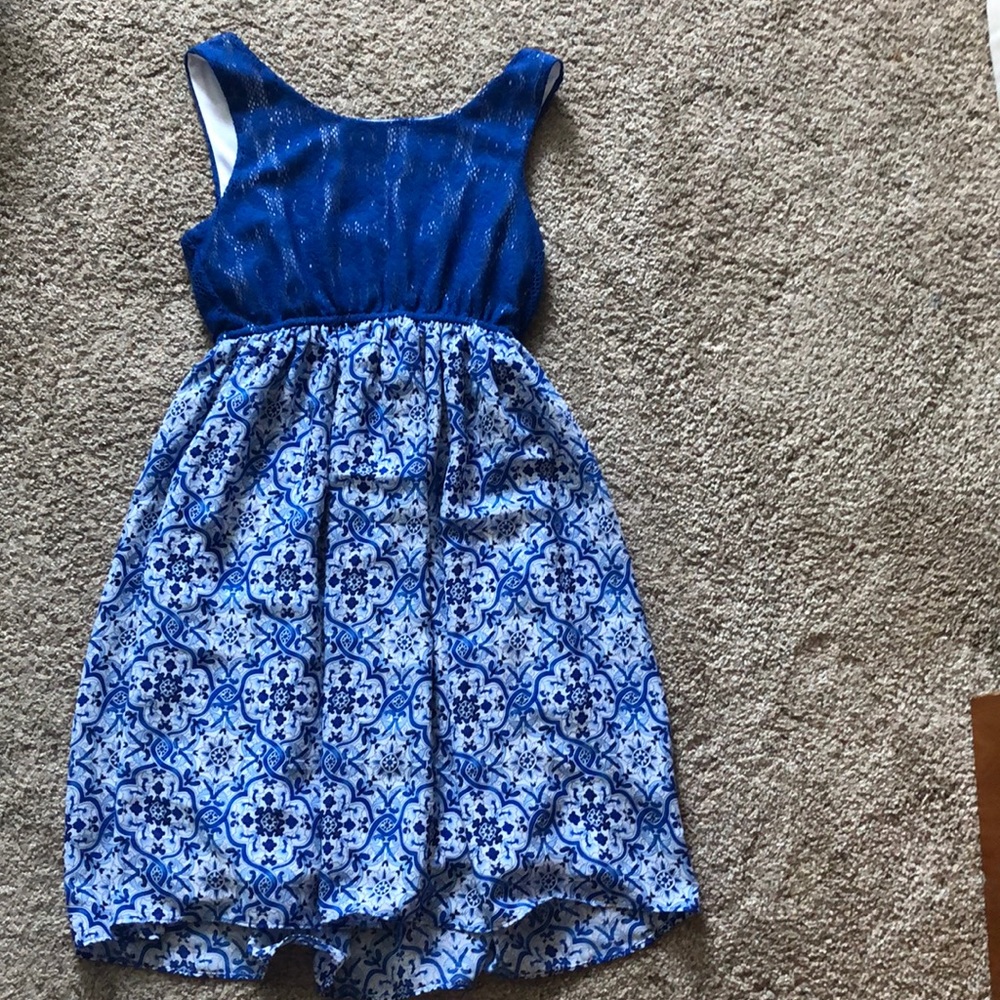 A blue and white dress